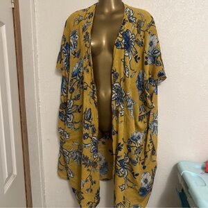 Xhilaration Yellow and Blue Floral Swim Coverup
